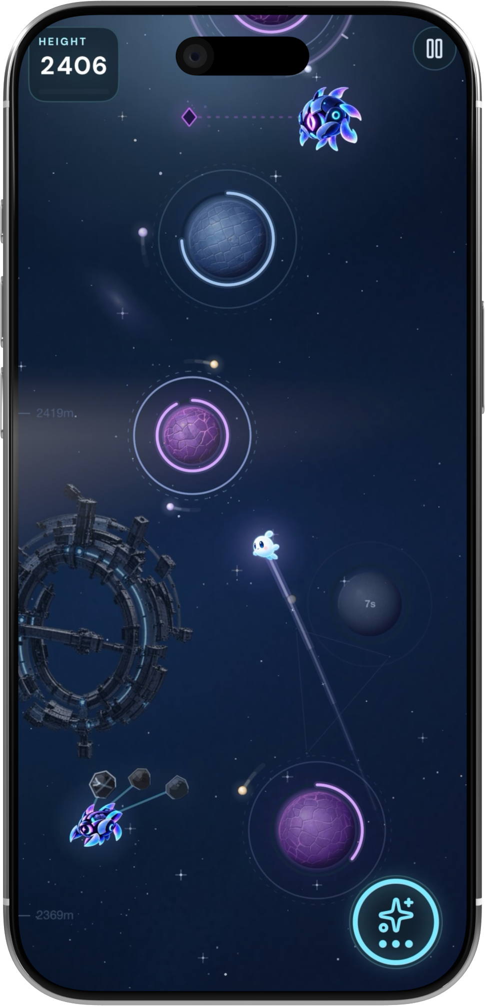 Launching across space toward branching routes in Little Gravity